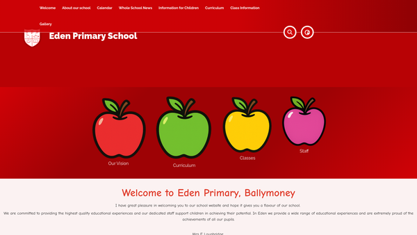 Screenshot of the Eden Primary School Parent Teacher and Friends Association website