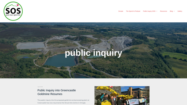 Screenshot of the Save Our Sperrins website