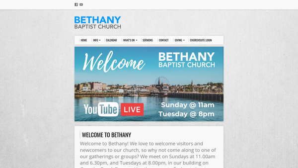 Screenshot of the Bethany Baptist Church, Bangor website