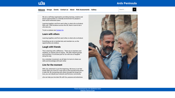 Screenshot of the Ards Peninsula University of the Third Age (U3A) website