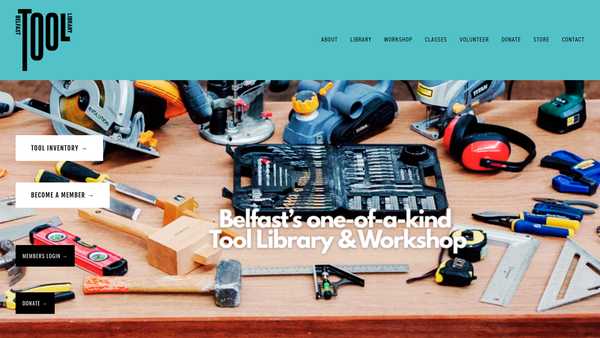 Screenshot of the Belfast Tool Library Ltd website
