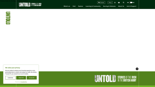Screenshot of the The Royal Ulster Rifles Museum website