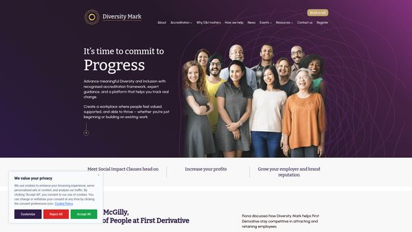 Screenshot of the Diversity Mark (N.I.) Ltd website