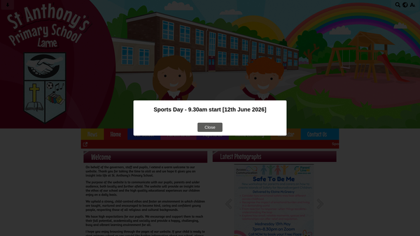 Screenshot of the St Anthony's Primary School Parent Teacher Association website