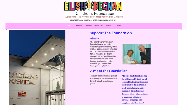 Screenshot of the The Eilish Degnan Children's Foundation website