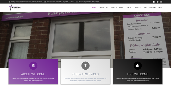 Screenshot of the Welcome Evangelical Church website