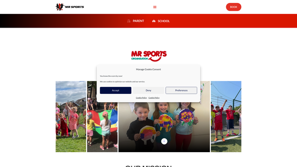 Screenshot of the MR Sports Organisation website
