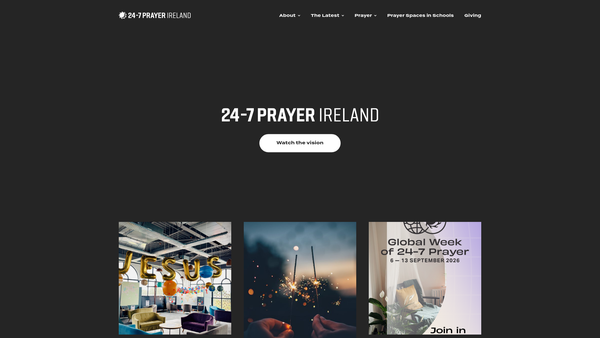 Screenshot of the 24-7 Prayer Ireland website