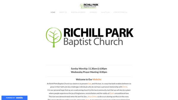 Screenshot of the Richill Park Baptist Church website