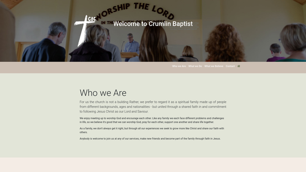 Screenshot of the Crumlin Baptist Church website