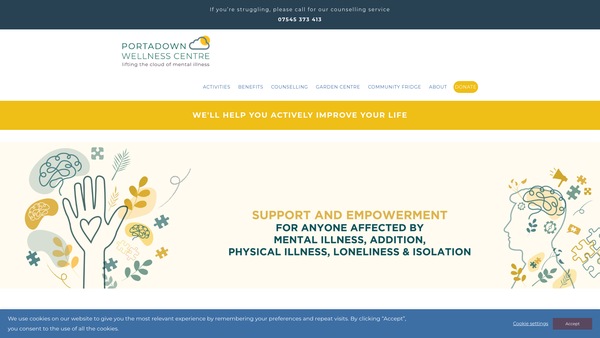 Screenshot of the Portadown Wellness Centre website