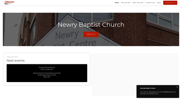 Screenshot of the Newry Baptist Church website