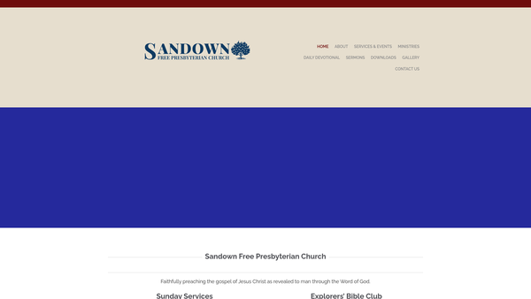 Screenshot of the Sandown Free Presbyterian Church website