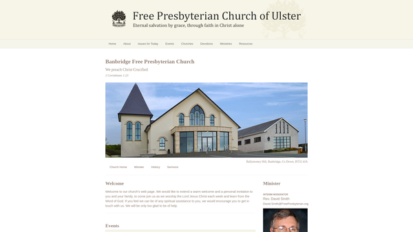 Screenshot of the Banbridge Free Presbyterian Church website