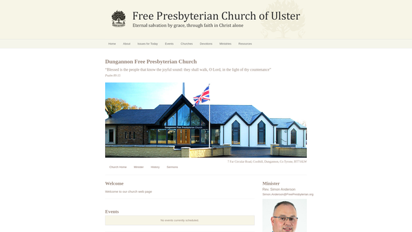 Screenshot of the Dungannon Free Presbyterian Church website