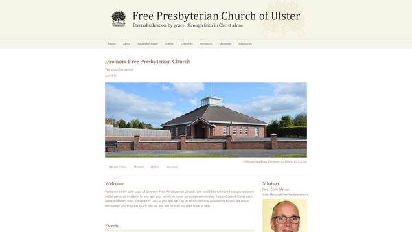 Screenshot of the Dromore Free Presbyterian Church website