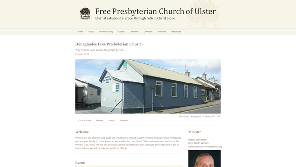 Screenshot of the Donaghadee Free Presbyterian Church website