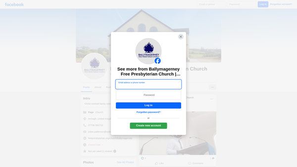 Screenshot of the Ballymagerney Free Presbyterian Church website