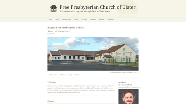 Screenshot of the Bangor Free Presbyterian Church website