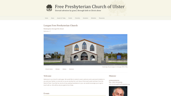 Screenshot of the Lurgan Free Presbyterian Church website