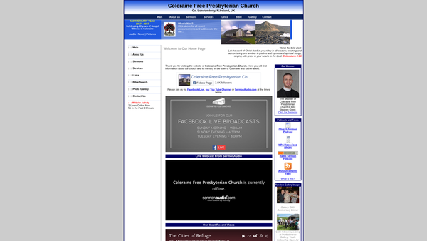 Screenshot of the Coleraine Free Presbyterian Church website