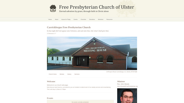 Screenshot of the Carrickfergus Free Presbyterian Church website