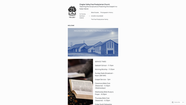 Screenshot of the Clogher Valley Free Presbyterian Church website
