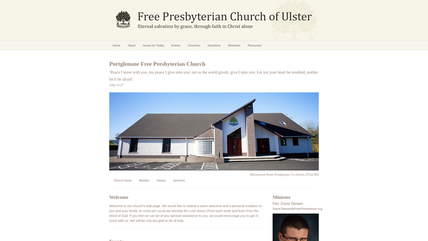 Screenshot of the Portglenone Free Presbyterian Church website