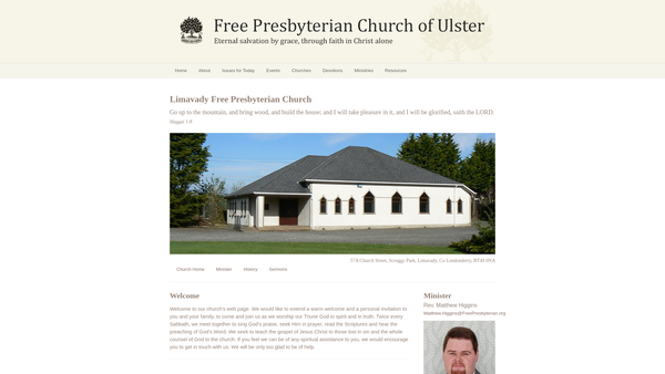 Screenshot of the Limavady Free Presbyterian Church website