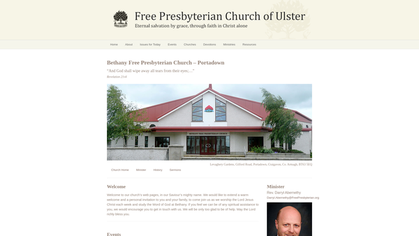 Screenshot of the Portadown (Bethany) Free Presbyterian Church website
