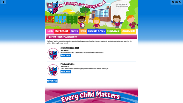 Screenshot of the The Thompson Primary School PTA website