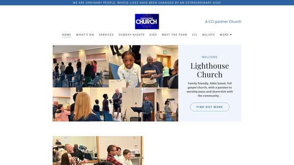 Screenshot of the Lighthouse Church Donaghadee website
