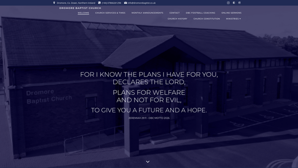 Screenshot of the Dromore Baptist Church website