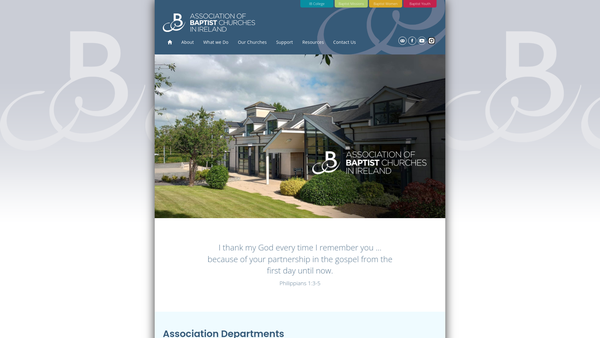 Screenshot of the Association of Baptist Churches in Ireland website