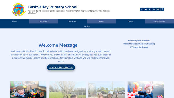 Screenshot of the Bushvalley Primary School Parent Teacher Association website
