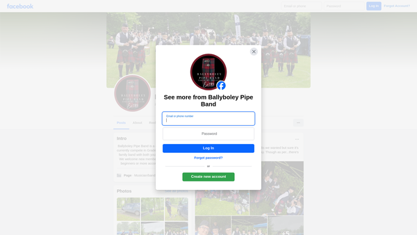 Screenshot of the Ballyboley Pipe Band website