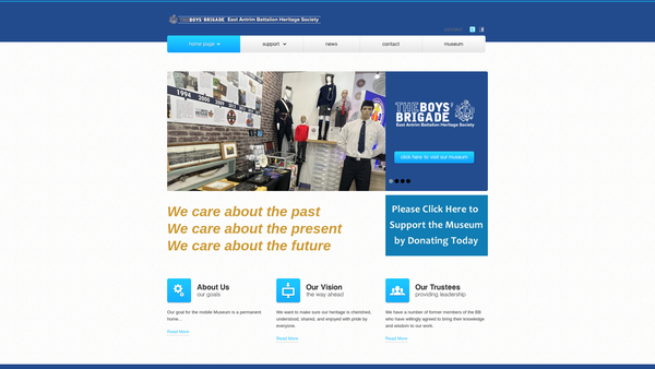 Screenshot of the The Boys' Brigade East Antrim Battalion Heritage Society website