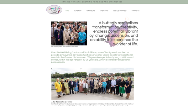Screenshot of the Live Life Social Enterprises website