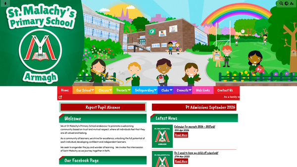 Screenshot of the St Malachy's Primary School Armagh PTA website