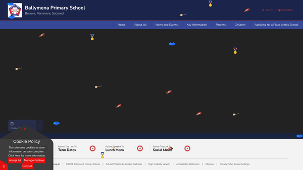 Screenshot of the Ballymena Primary School Parent Teacher Association website