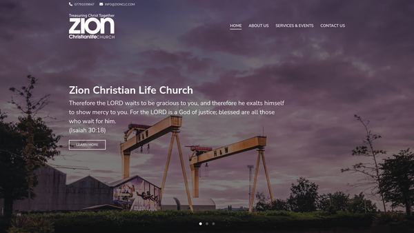Screenshot of the Zion Christian Life Church website