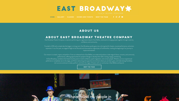 Screenshot of the East Broadway Theatre Company website