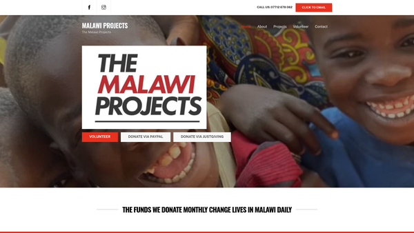 Screenshot of the The Malawi projects international ltd website