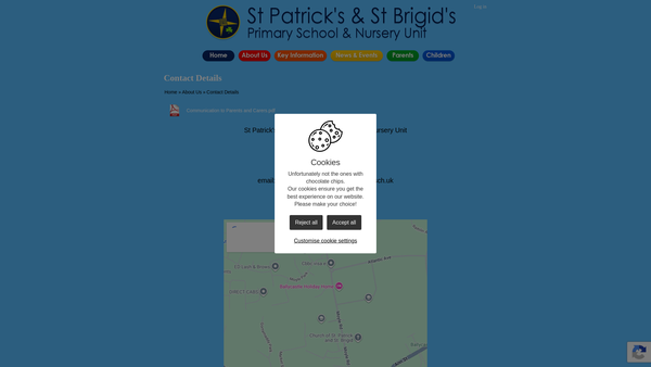 Screenshot of the St Patrick's and St Brigid's Primary School and Nursery PTA website