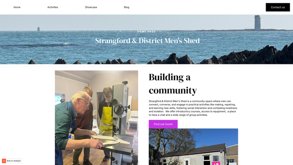 Screenshot of the Strangford and District Men's Shed website