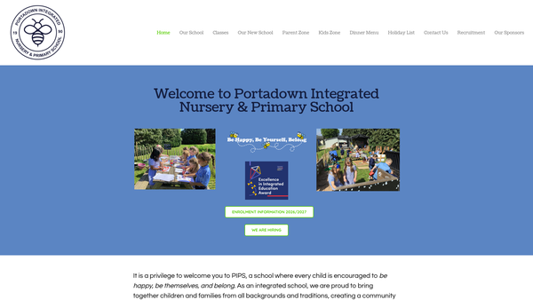 Screenshot of the Portadown Integrated Primary School Parent Teacher Association website