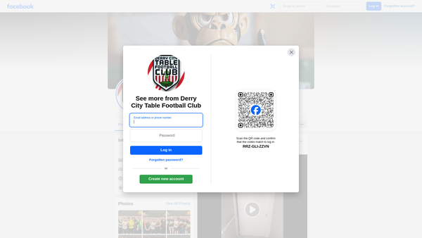 Screenshot of the Derry City Table Football Club website