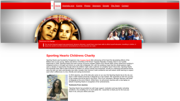 Screenshot of the Sportinghearts website