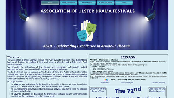 Screenshot of the The Association of Ulster Drama Festivals website