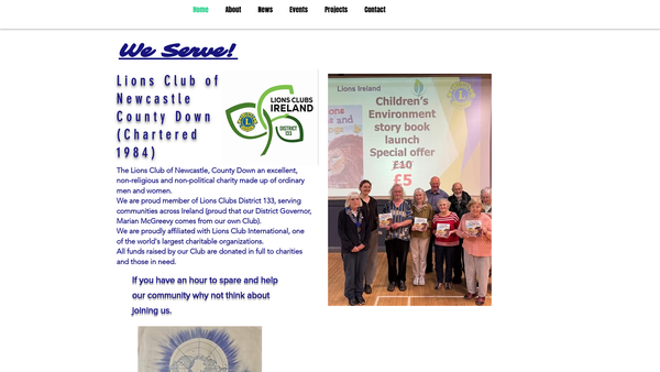 Screenshot of the Newcastle Lions Club website